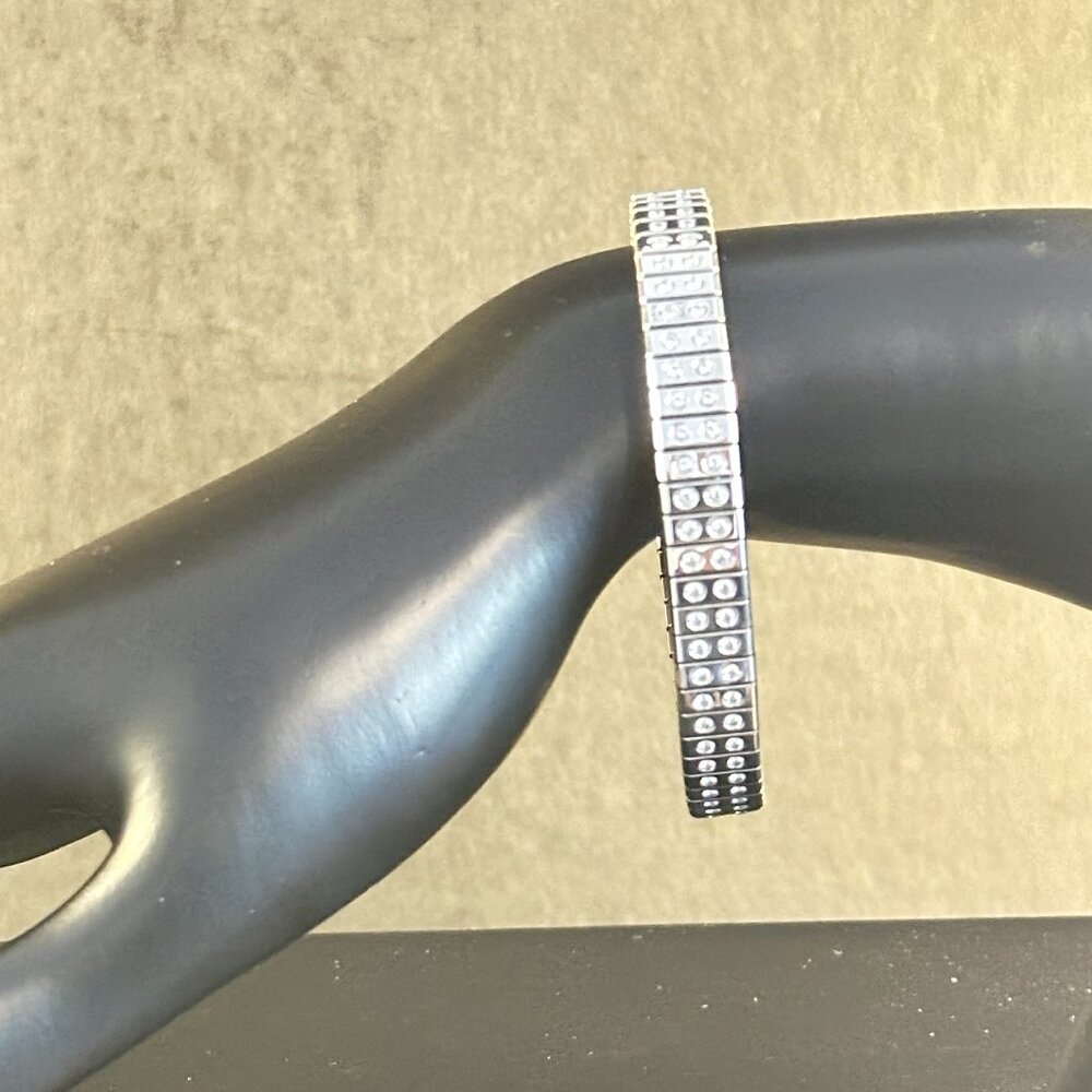 Stretch Bracelet w/ Cubic Zirconia Stones | Silver Tone | Flexible Band